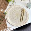 Bohemian Braided Weave Round Woven Placemats Heat Resistant Non-Slip Bohemian Placemat Tassel Jute Placemats Kitchen Table