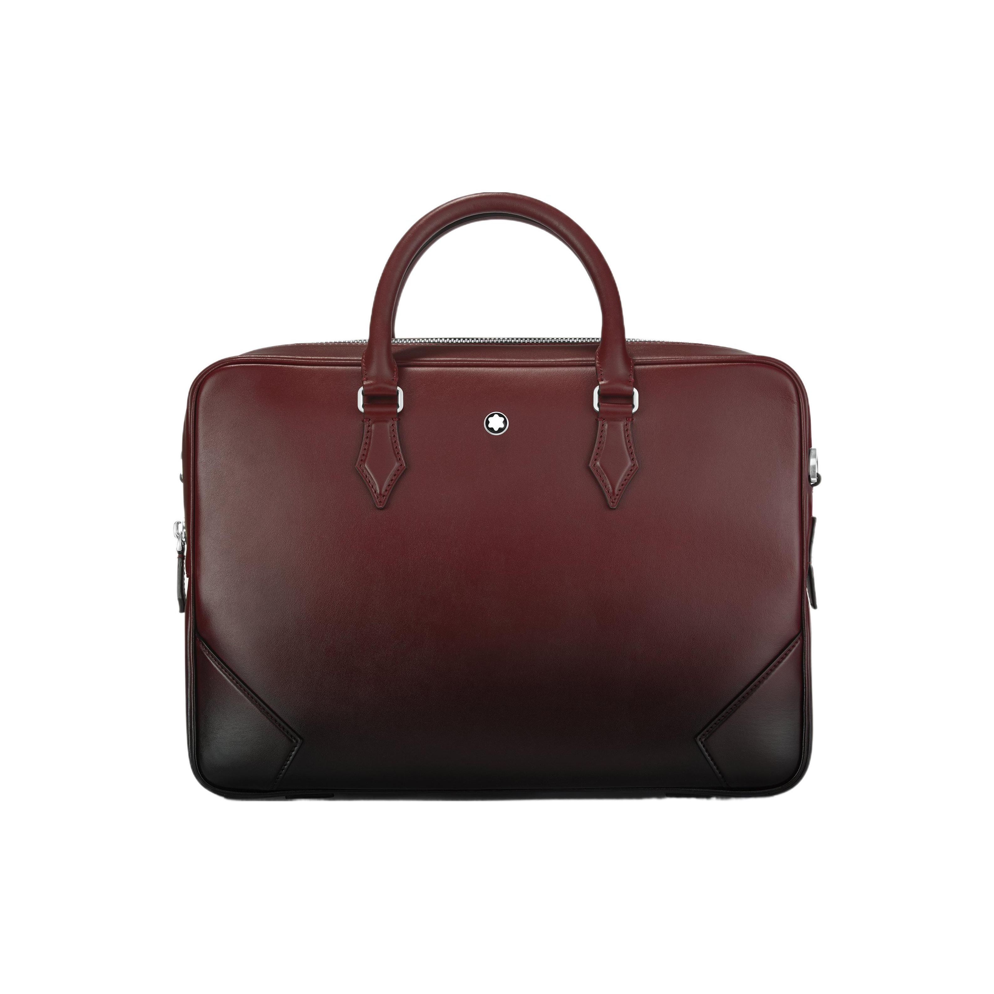 

Montblanc Meisterstück Hexagonal White Star Zipper Leather Briefcase Men Briefcase Burgundy 131675 Basic Set (Bag+Dust Bag)