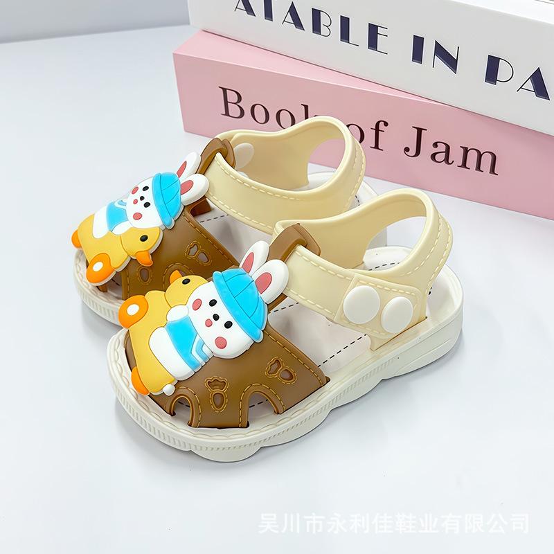Girls' sandals for summer, non-slip soft-soled toddler shoes for little girls and babies, closed-toe walking shoes
