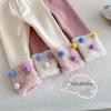 2025 Winter Koreanischer Stil Mädchen Patchwork Pompon Leggings - Trendige Verdickte Hose für Stilvolle Kinder