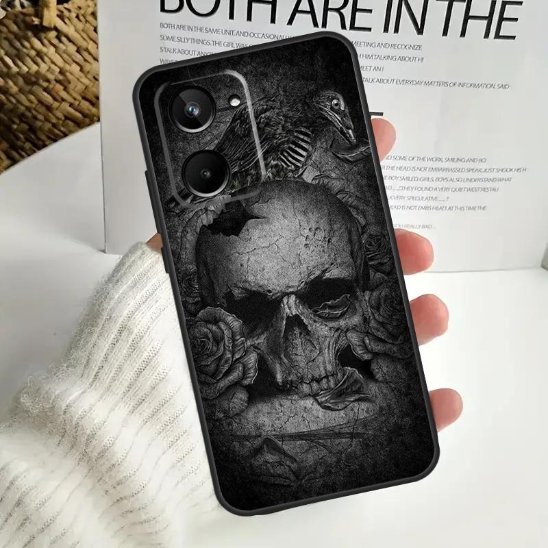 Crow Raven Dark Skull Case For Realme C67 C55 C53 C51 C35 C33 C31 C30 C25s C21Y GT Neo 5 GT5 9 10 11 12 Pro Plus