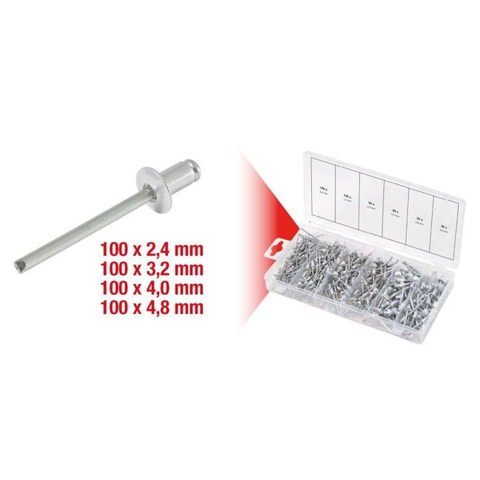 Assortiment de rivets - KSTOOLS - 400 pcs - Acier - Coffret plastique - 970.0150