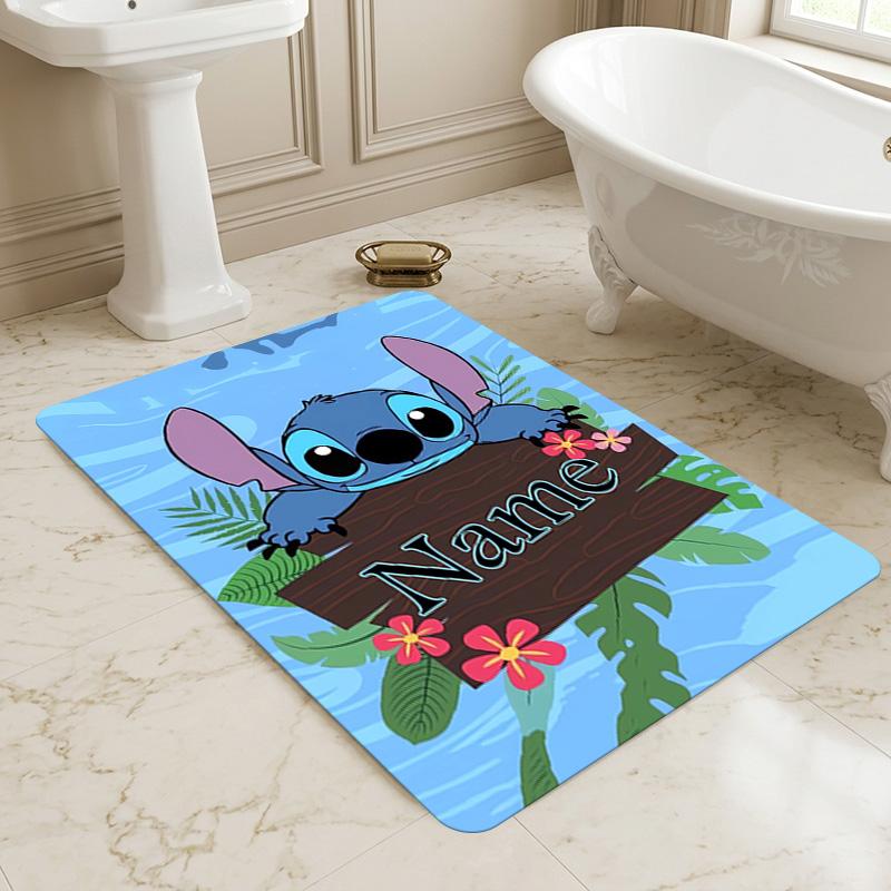 Personalized Name Stitch Paradise Living Room Non-Slip Area Rug Soft Carpet for Bedroom Kids Playroom Sofa Office Home Decor Doormat
