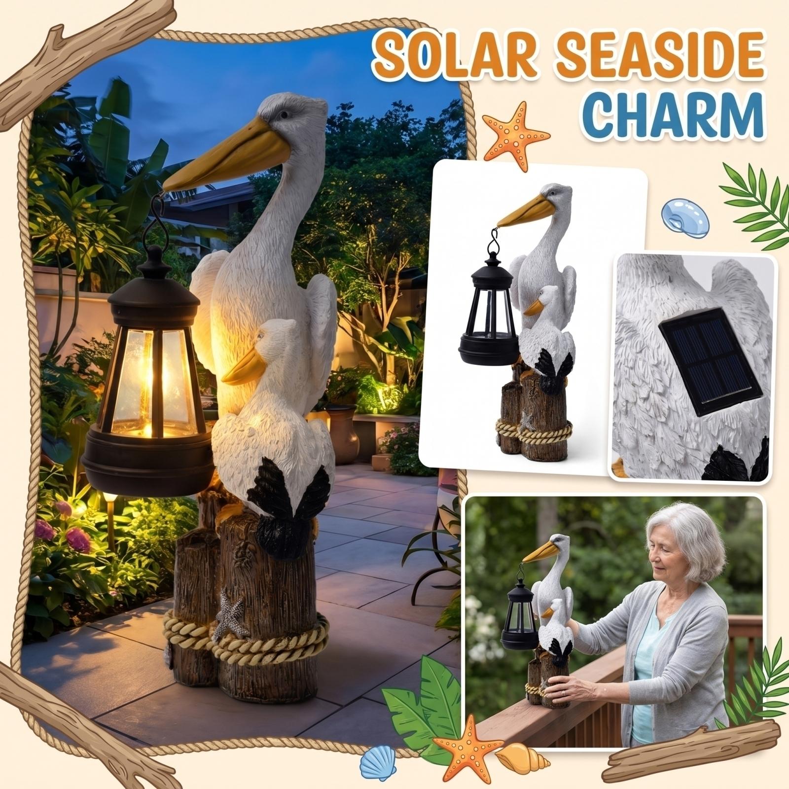 

Solar Pendant Light, Pelicans Resin Outdoor Light, Statue Ornament One Size