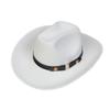 Unisex Western Cowboy Hat Wide Brim Roll‑Up Brim Double‑Top Felt Fedora Hat,10 Colors,Multiple Optional Detachable Hat Bands