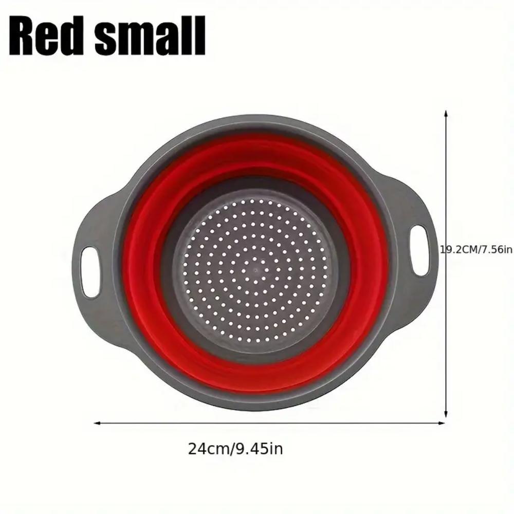 Foldable kitchen strainer, a small round strainer with a base and handle, suitable for pasta, fruits and vegetables