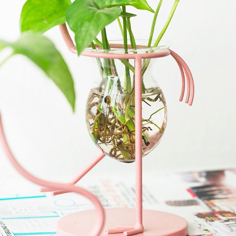 Forma Animale Flamingo Vaso da Fiori Caratteristico Carino Accessorio Decorazione Matrimonio Natale Pianta da Tavolo Bonsai Vaso