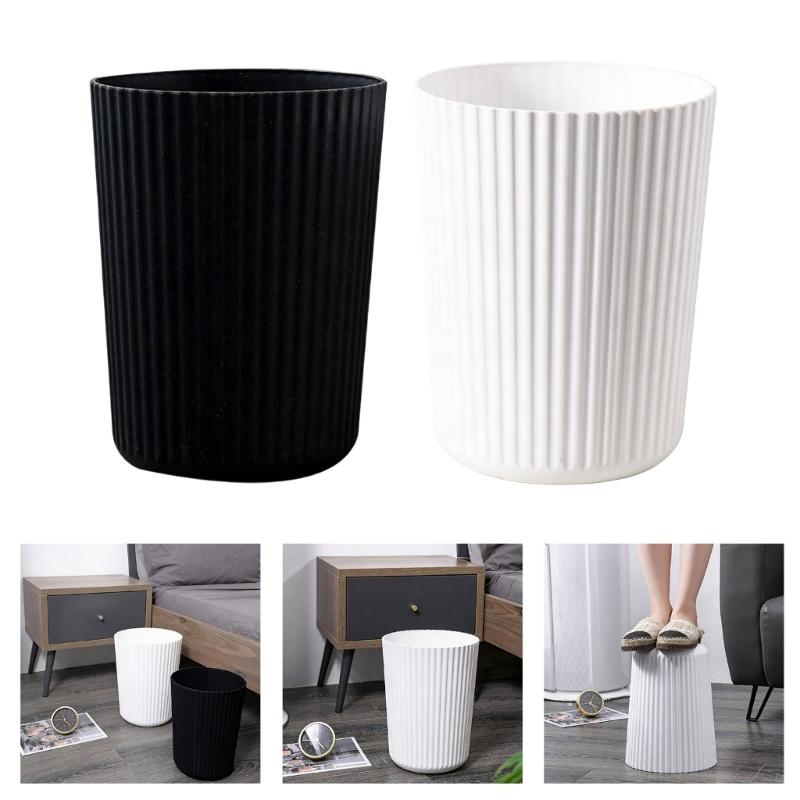 Household Trash Bin With Striped Pattern For Kitchen Bathroom Office Space Saving Small Waste Can for Home Use