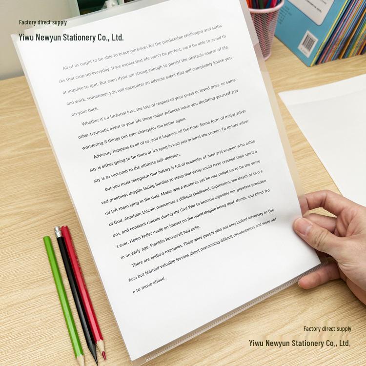 Customizable A4/A5 L-Shaped Transparent Folder with PP Two-Page Insert Cover