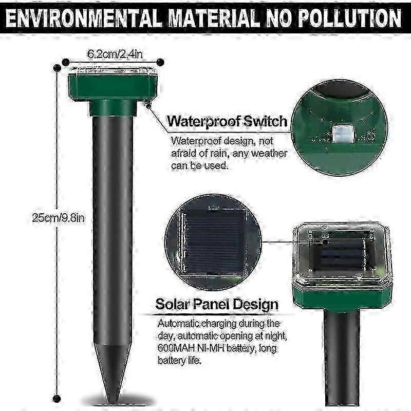 4 Pack Ultrasonic Animal Repeller IP65 Ultrasonic Solar Rodent Repeller Garden Solar Rodent Animal Repeller