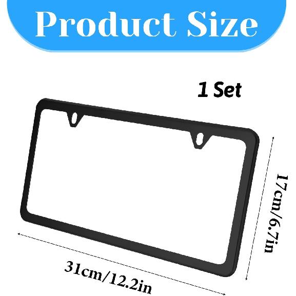 License Plate Frames Stainless Steel License Plate Cover Two Hole Slim Version License Plate Frame Flat License Plate Holder With Metal Screw Caps