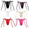 Adjustable Waist Strap Bow Lace Flower Transparent Briefs Low Waist Romantic T Panties  Gift
