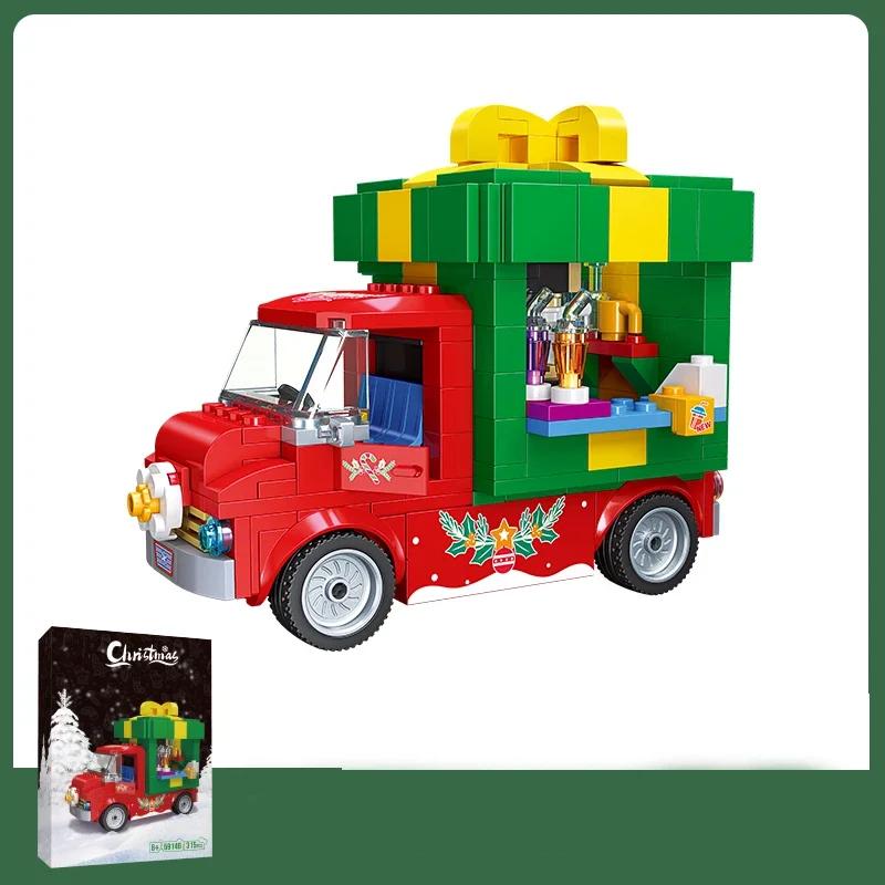 Non-Toxic Christmas City Street View Building Blocks Cream Cart Snowman Skateboard Shop Gift Car Model Bricks Decoration Christmas Gifts