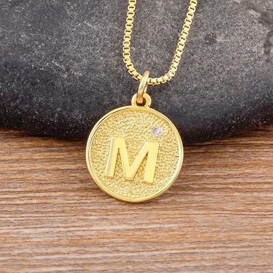 Nidin New Trendy Initial 26 Letters Pendant Charm Name Necklaces Cubic Zirconia Statement Jewelry Party Gifts For Women Men
