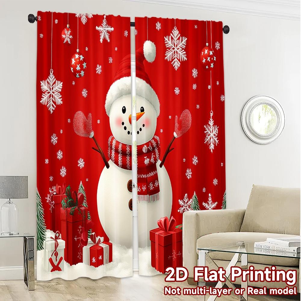 2pcs,Curtains Cute Snowman Christmas Winter Holiday_c Popular Contemporary Curtains Polyester Easy Install Curtains Decorations