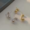 Vintage Two Ways To Wear Round Ball Metal Earrings for Women 2024 New Trendy Simple Korean Boucle Oreille Femme Jewelry