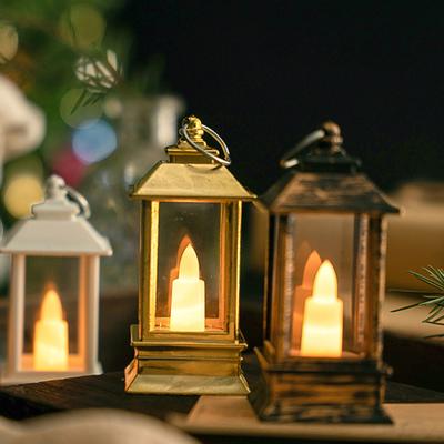 LED Lantern Retro Style Energy-saving Glare Free Shatterproof Battery Powered Flickering LED Candles Party Hanging Lantern Decor for Home