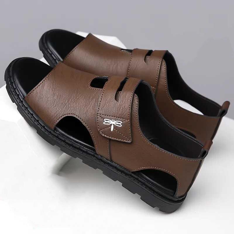 Fashion New Men's Sandals Fashion Brand Roman Sandals for Men Soft Bottom Comfortable Beach Shoes High Quality Leather Men Casual Shoes