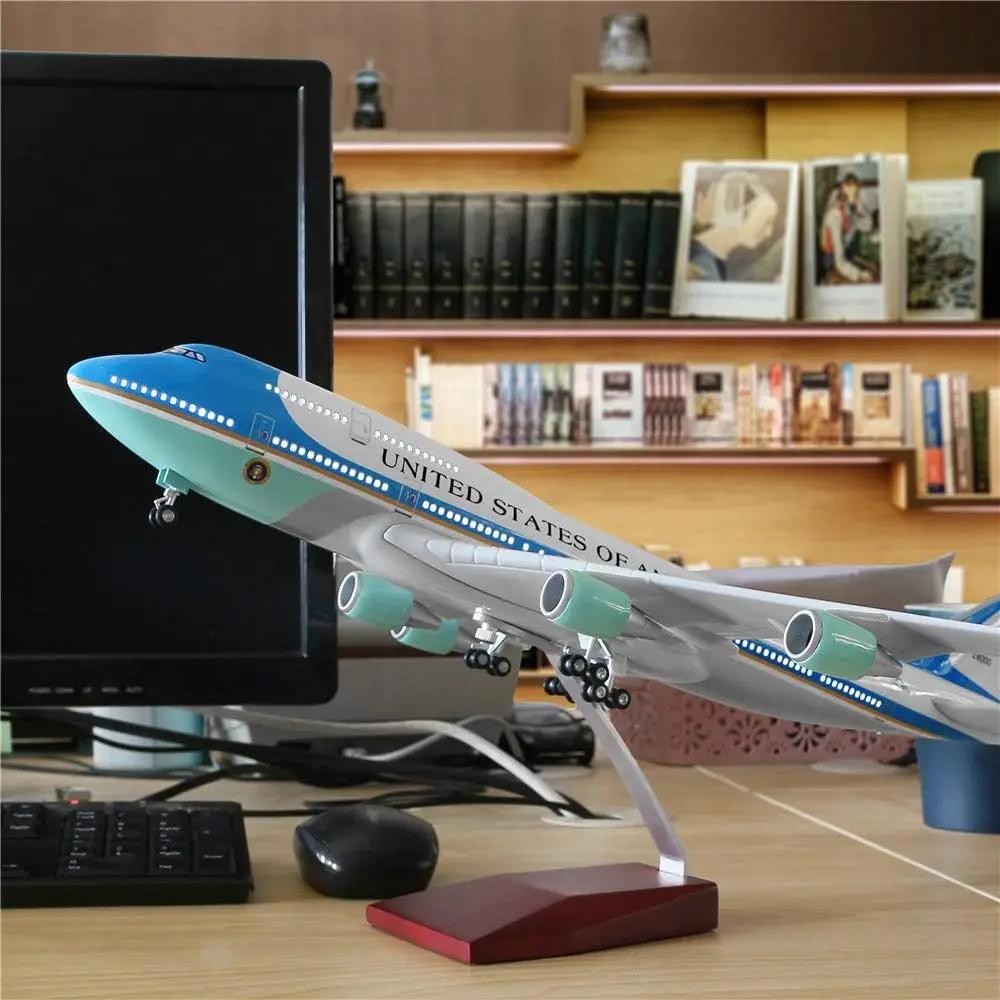 For Air Force One Plane B747 Model Planes Kits Display Diecast Airplane for Adults with LED Light(Touch or Sound Control)
