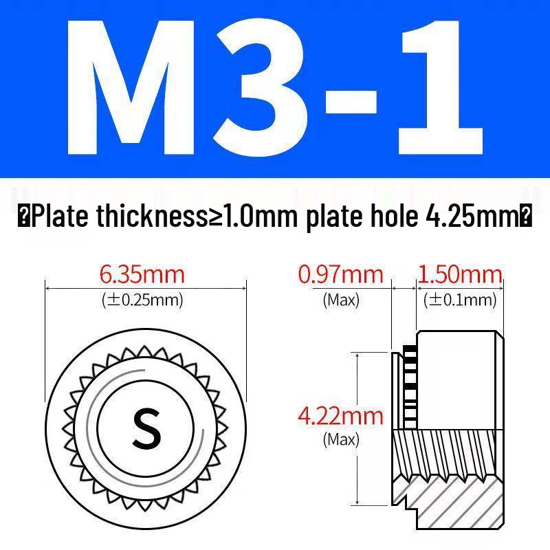 Verzinkte selbstsichernde Muttern, unverlierbare Muttern M3-M12, Einbaumuttern und Einpressmuttern