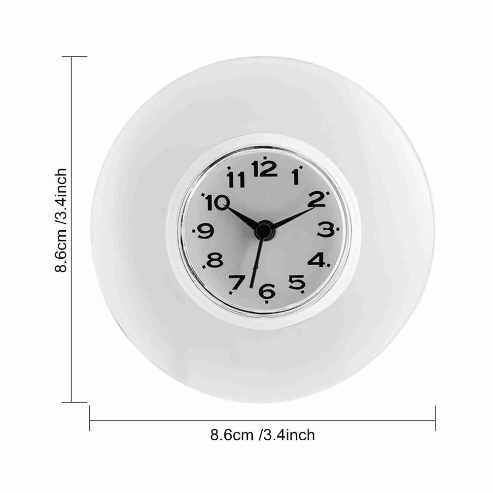 silicone Suction Cup Clock Clear Mirror Bathroom Clock Decoration Mirror Display Clock Sauna