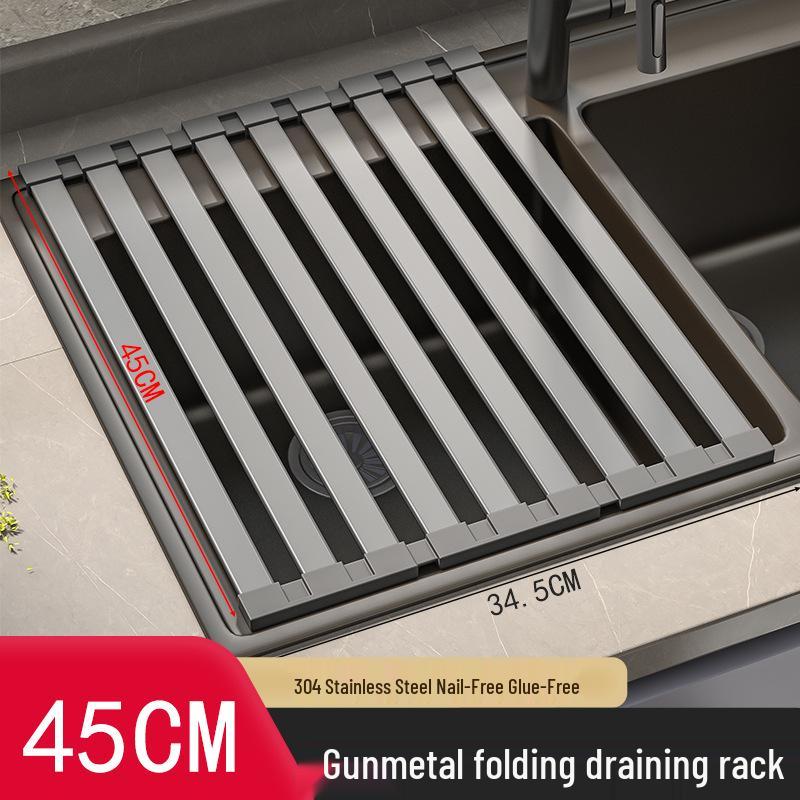 Foldable Stainless Steel Kitchen Sink Drain Board and Dish Rack