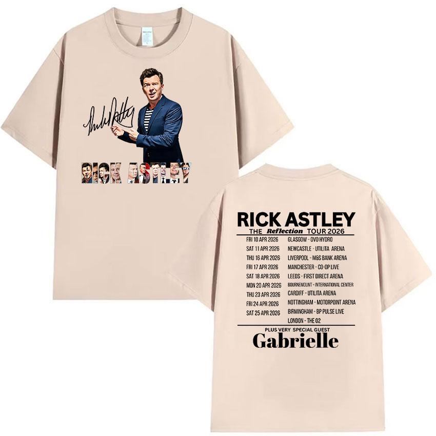 Rick Astley The Reflection Tour 2026 Graphic T Shirts Unisexs Vintage Fashion Oversized Cotton Tshirt Unisex Hip Hop Clothing Tshirt