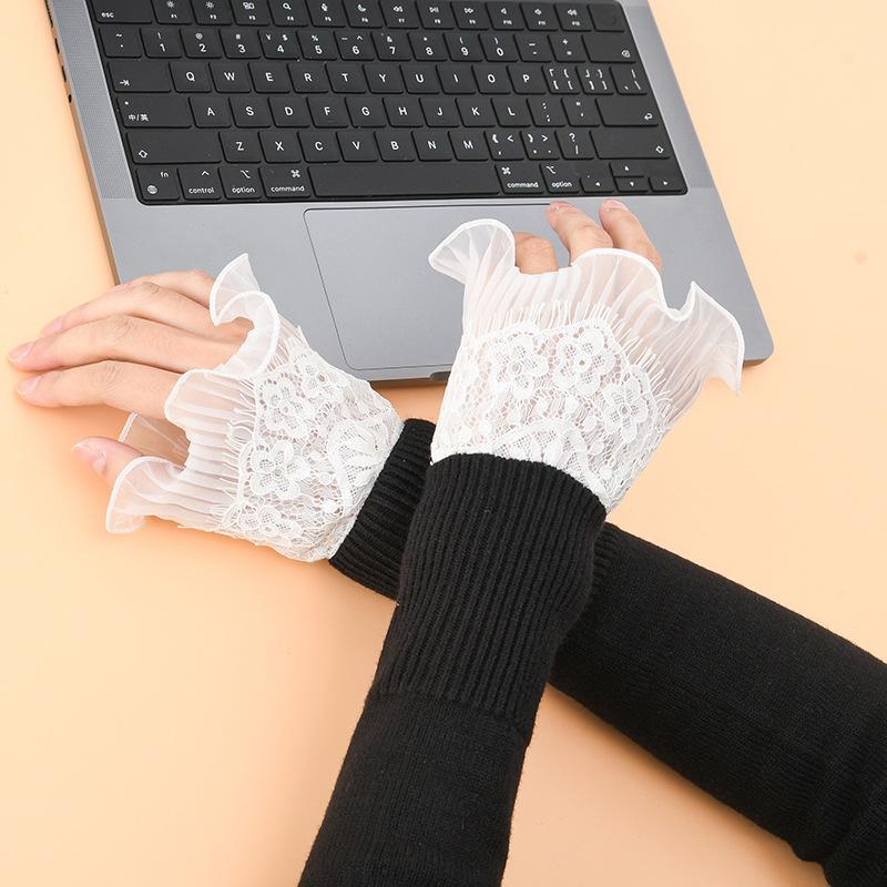 Simple Wrist Cuffs Detachable Wristband Elegant White Shirt False Cuffs for Sweater Lace Detachable Sleeved Horn Cuffs