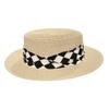 Hat Women's Summer Vacation Rhombus Top Hat British Vintage Sunshade Sunscreen Seaside Beach Straw Hat