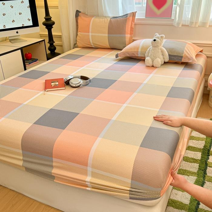 

100%Pure Cotton Fitted Bed Sheet Sets With Pillowcase Flower Printing Bed Cover Single/Queen/King Size Fundas De Colchón Sheets Single 3pcs