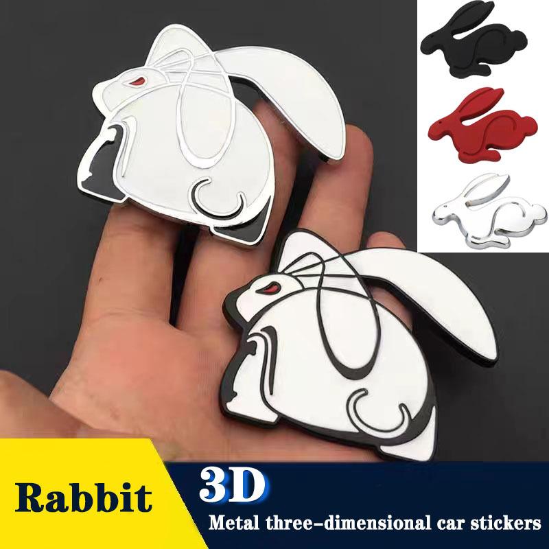 1Pcs Universal Cartoons Car Styling Decal for VW 3D Metal Running Rabbit Logo Chrome Emblem Rear Trunk Badge Accessories