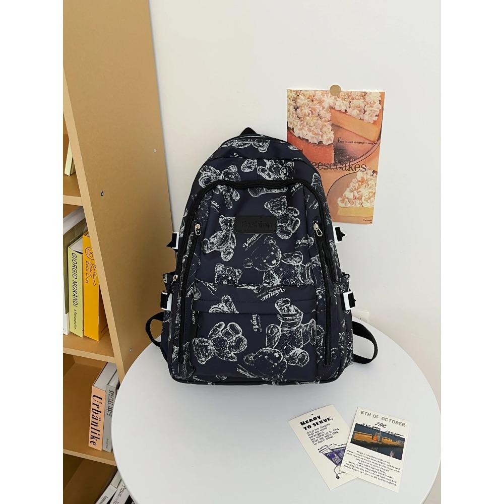 Women's Backpack Schoolbag for Teenage Girls Knapsack Student  Bear Pattern Cute Multi-pocket Woman BookBag