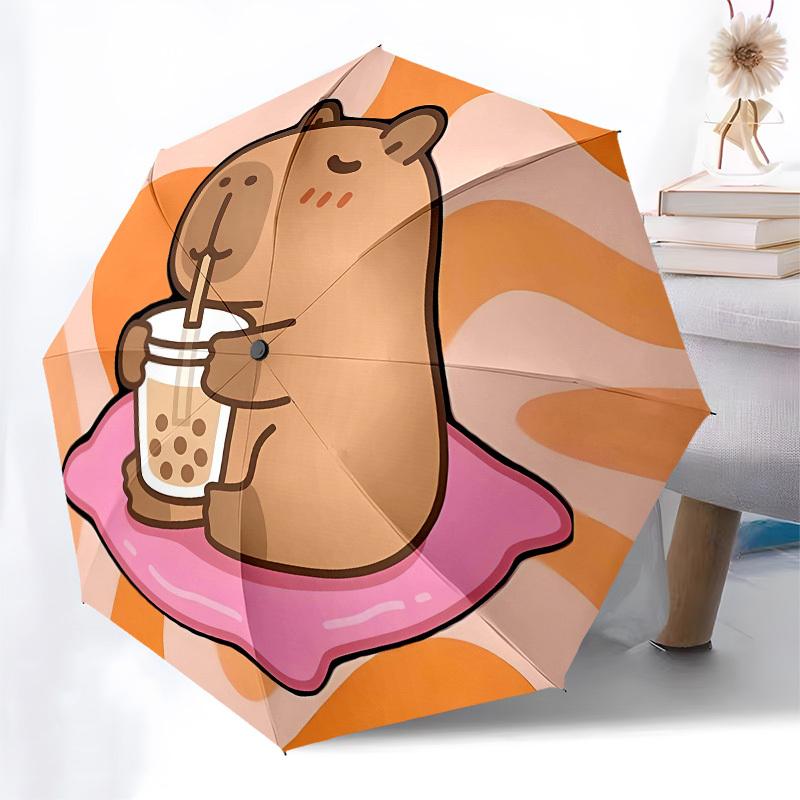 Capybara Automatisches Öffnen und Schließen, 8-Rippen-Struktur Tragbarer Regenschirm, Geeignet für Männer und Frauen in allen Jahreszeiten Perfektes Geschenk für Feiertage