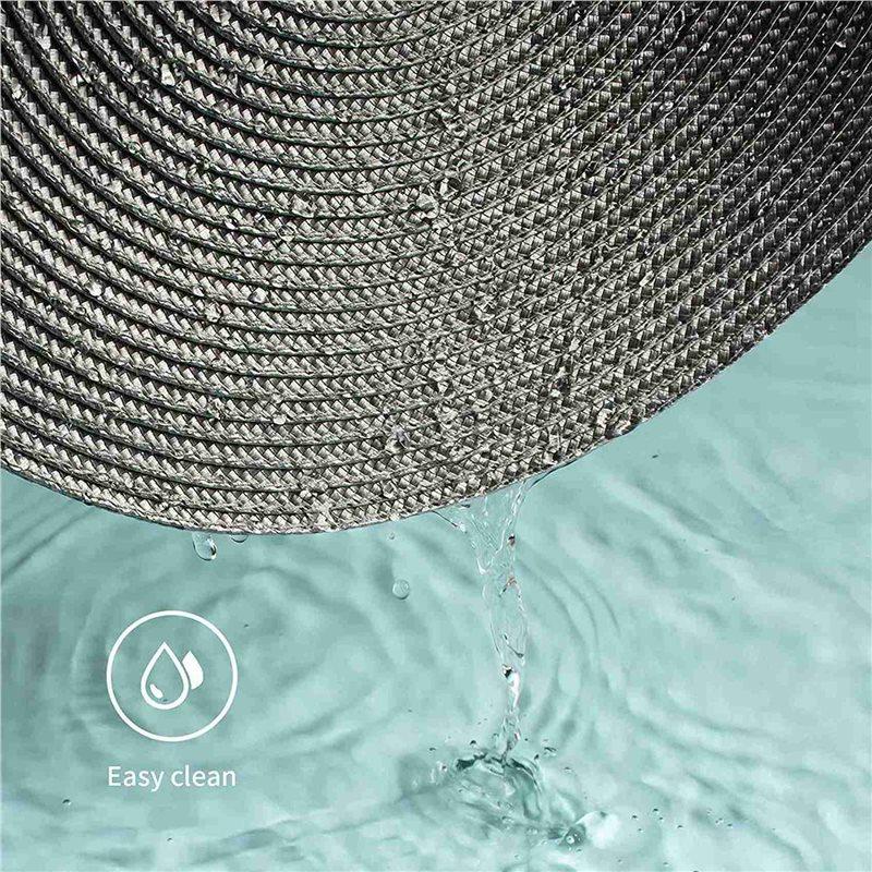 Round Braided Placemats Set Of 12 Table Mats For Dining Tables Woven Washable Non-Slip Place Mats 15 Inch(Light Grey)