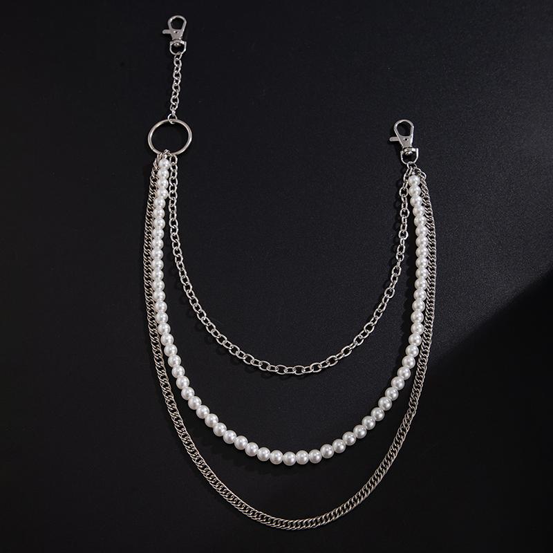 Trendy Blue Cracked Stone Bead Hip Hop Punk Style Keychains For Men Y2K Pants Chain Accesories