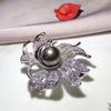 12mm Big Natural Black Pearl Flower Brooch Fashion Sweater Jewelry for Women