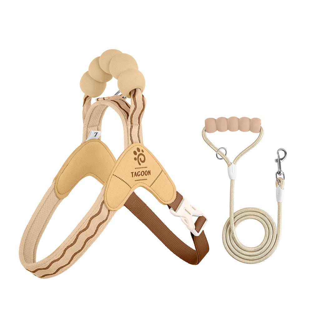 Dog Harness Set Step-In No-Pull Easy Escape Proof Vest with Dual Leash Clips & Reflective Stitching for Puppies Small Dogs
