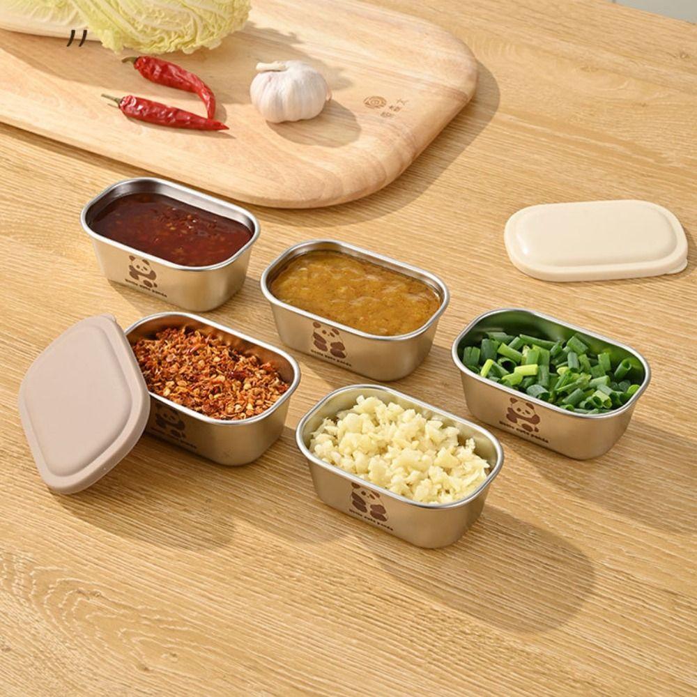 304 Stainless Steel Seasoning Box Leak-proof Condiment Containers Portable Sauce Cup