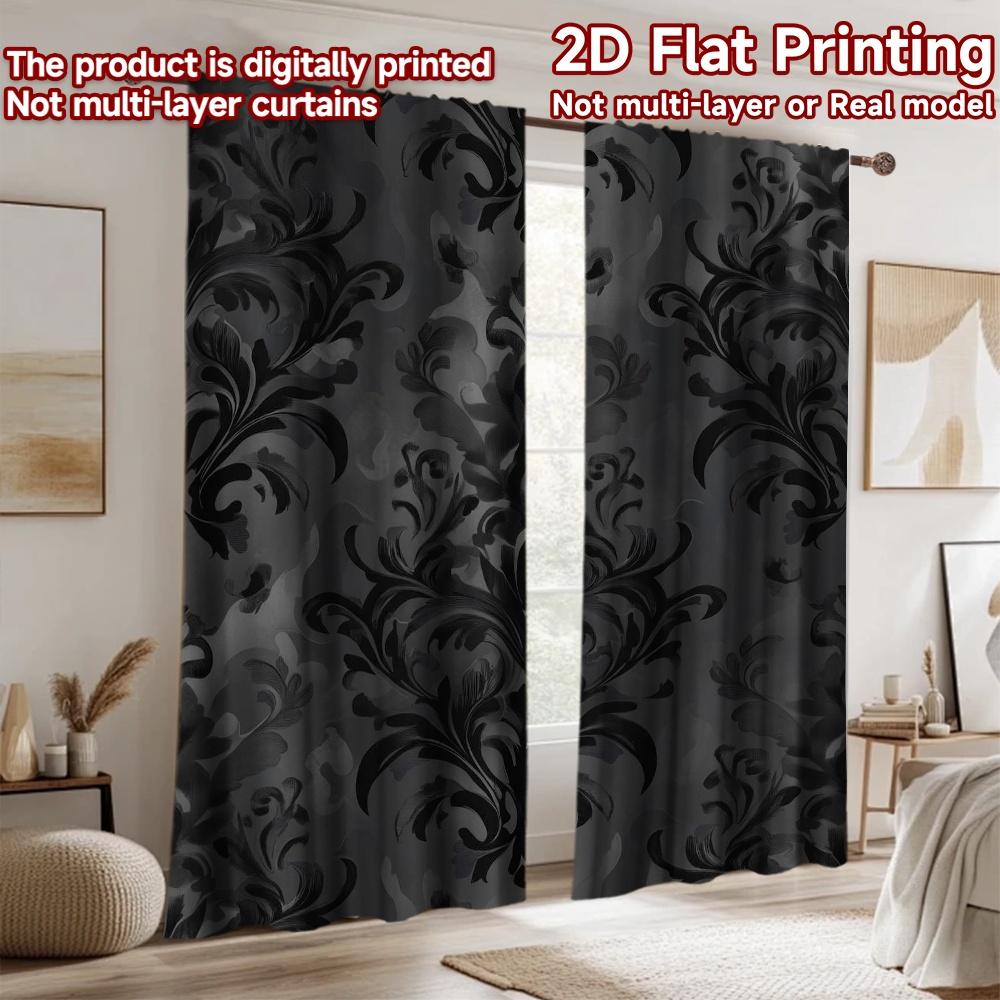2D flat Photography Backdrop Popular Photography Banner Black Floral Design (2) 100% Polyester Anniversary for Suitable for