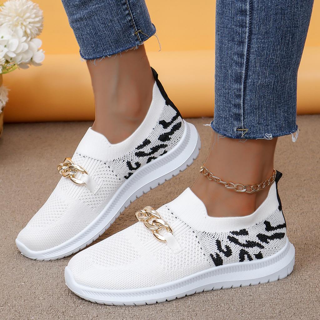 New Summer Fashion Walking Women's Flat Shoes Metal Decorative Mesh Comfortable Breathable Casual Sports Shoes NO:026