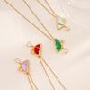 Fashion Shell Butterfly Zircon Pendant Necklace Gold Color Stainless Steel Chain Jewelry Gifts for Women Teen Girls