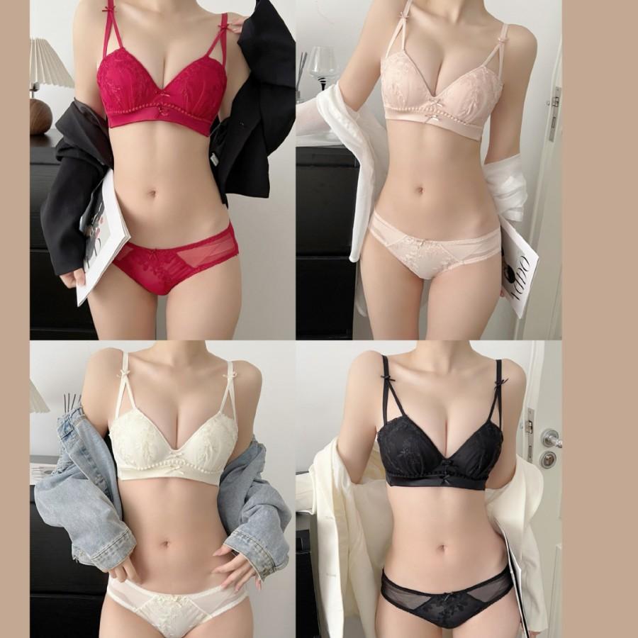 Light Luxury High-end Silk and Satin Underwear Women's Small Breasts Gather Medium and Thick Cup Adjustment Type To Close Secondary Breasts