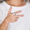 New Fashionable Round 21MM Irregular Crack Ring Stainless Steel Diamond Pattern Wide Version Men Ring