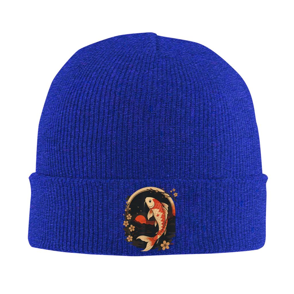 Kawaii Koi Anime Japanese Retro Mystical Koi Knitted Hat Womens Unisexs Beanie Autumn Winter Hats Warm Melon Cap