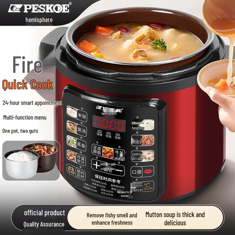 Smart Multifunction Electric Pressure Cooker - Double Pot, Large Capacity, Automatic, High-Pressure Rice & Porridge Cooker