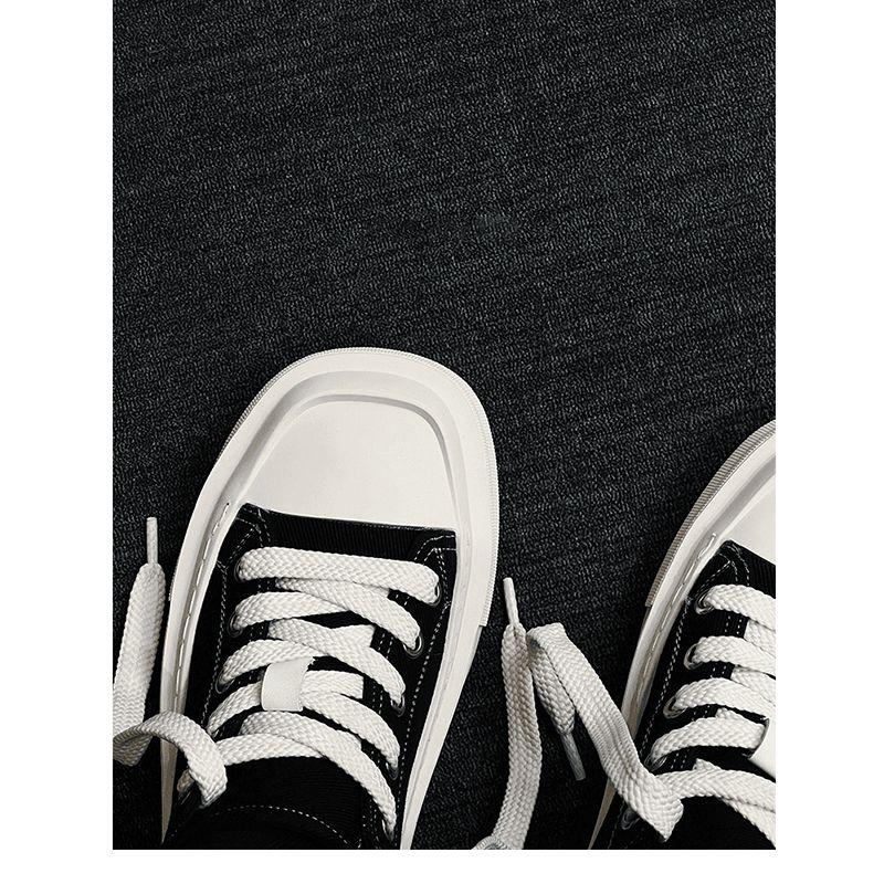 Scarpe da Uomo Estive di Nicchia Design Quadrato Traspiranti Tela Casual Versatili Suola Spessa Rialzanti Stile Universitario