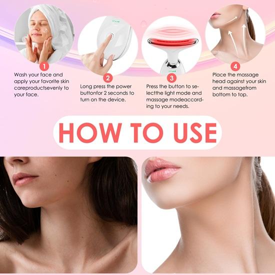 Facial Massager Red-Light-Therapy-for-Face and Neck, Face culpting Wand with 7 Color, Face Tool for Skin Care