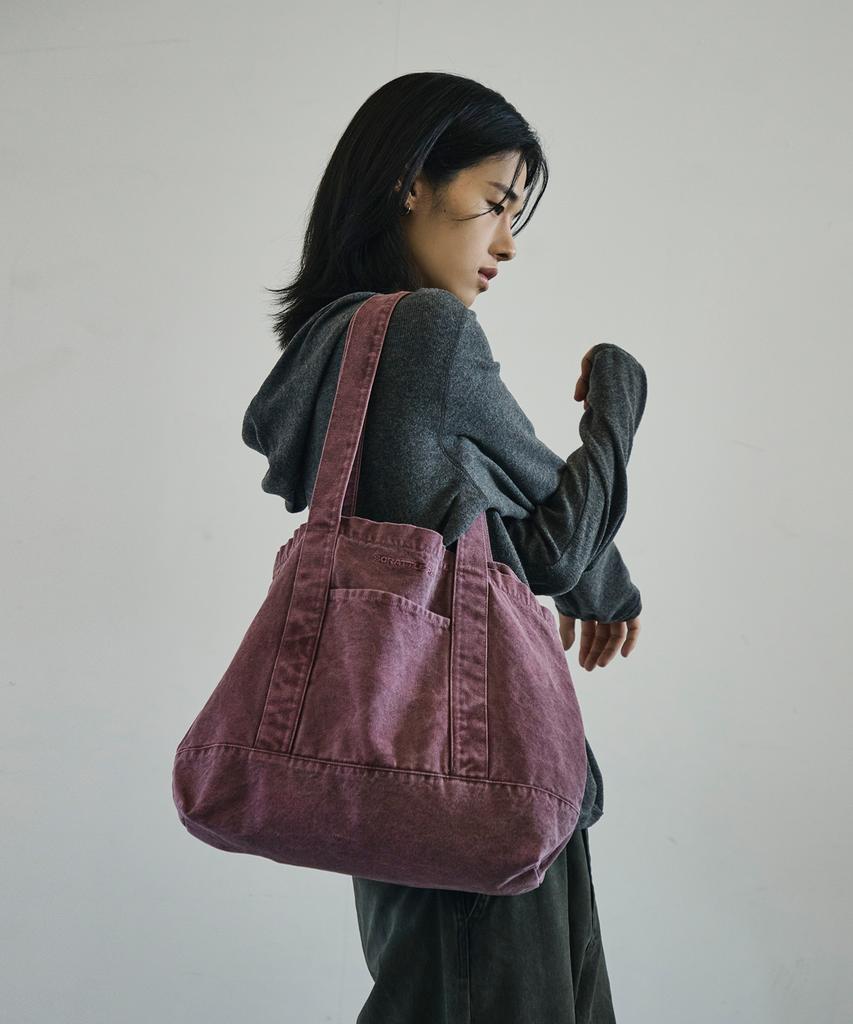 Scrattle_Pixel Vtg Dust Washed Tote Bag [Wine]