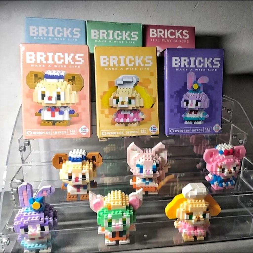 Disney Anime Cartoon Building Blocks Stitch Mickey Mouse Mini Action Toy Figures Blocks Toys Bricks Assemble Toys Kids Gifts