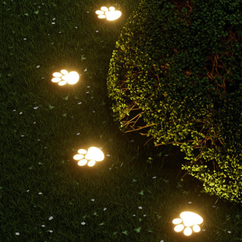 4 Pack Paw Print Solar Lights Solar Lamp in The Shape of Pet's Footprint for Garden Courtyard Terrace Balcony Garden and Lawn